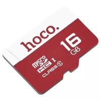 Карта памяти Hoco microSDHC 16 ГБ Class 10, UHS-I, R 85 МБ/с, 1 шт., красный