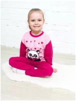 ПЖ-1802/Пижама детская-розовый-панда с сердцем 52 рост 86-92 см