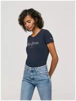 Футболка женская, Pepe Jeans London, артикул: PL504434, цвет: темно-синий (594), размер: XS