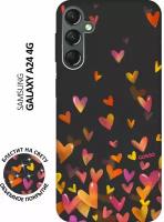 Матовый Soft Touch силиконовый чехол на Samsung Galaxy A24, Самсунг А24 с 3D принтом "Flying Hearts" черный