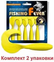 Твистер AQUA FishingFever ARGO, длина - 6,0cm, вес - 2,0g, упаковка 6 шт, цвет 06 (желтый), 1 упаковка