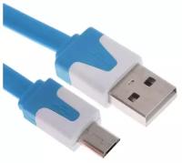 Кабель OXION DCC328, microUSB - USB, зарядка + передача данных, 1 м, плоский, синий