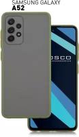 Пластиковый чехол ROSCO для Samsung Galaxy A52 (Самсунг Галакси А52) противоударный с силиконовыми вставками, полупрозрачная панель матовый зеленый