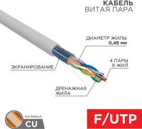 Кабель витая пара PROconnect FTP 4PR 24AWG, CAT5e (бухта 305 м)