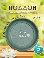 Поддон-подставка для цветочного горшка,кашпо 2,3 л пластик d 15,5 см нефрит-5 шт