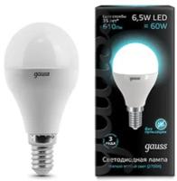 Светодиодная лампа GAUSS 105101207 E14 6,5W(60W) 4100K AC220-240V шар