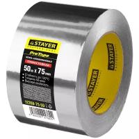 STAYER ProTape 75 мм х 50 м. до 120 °С, Алюминиевая лента самоклеящаяся, PROFESSIONAL (12268-75-50)