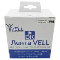 Лента Vell VL-B-DK 22214 (Brother DK22214), черная на белом, 12 мм х 30,5 м, для QL570/710W/720NW/800/810W/820NW {VL-22214}