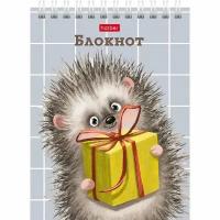 Блокнот А6, 40 листов на гребне "Хорошо быть ёжиком",обложка мелованный картон,УФ-лак, блок 65 г/м²,микс