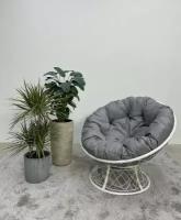 Кресло садовое папасан плюс белый + светло-серая подушка