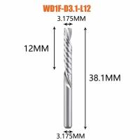 Dreanique спиральная однозаходная фреза стружка вниз для чпу станка (3.175х12х38х3.175) WD1F-D3.1-L12 11367