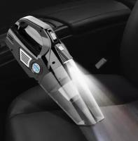 Проводной мощный пылесос для автомобиля / Ручной портативный мини пылесос с фонариком, манометром и насосом для салона машины