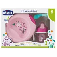 Набор детской посуды Chicco 6м+, розовый/набор посуды детский/детская посуда для кормления набор/набор посуды детский силиконовый/набор детской посуды для кормления/детский набор посуды для кормления/посуда детская/подарочный набор посуды