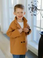 Пальто детское демисезонное для девочки для мальчика .цвет-темно -бежевый. размер- 130/рост-122-128