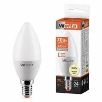 Светодиодная LED лампа свеча Wolta C37 E14 7,5W(625Lm) 3000K 2K 100X37 25YC7.5E14