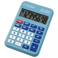 Калькулятор карманный Citizen LC-110NR-BL, 8 разр., питание от батарейки, 88*58*11мм, голубой
