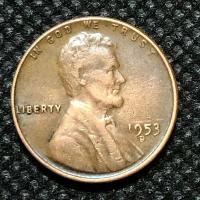 Монета США 1 цент 1953 год #5-10