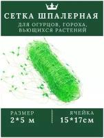 Шпалерная садовая сетка опора садовая для овощей огурцов гороха вьющихся растений 2*5м ячейка 15*17см