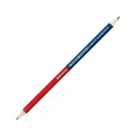 Карандаш двухцветный красно-синий, BRAUBERG, заточенный, грифель 2,9 мм, 181253