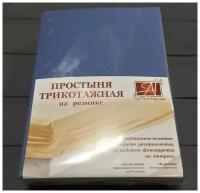 Простыня на резинке трикотажная АЛЬВИТЕК ПТР-ГЕЛЬ-140 голубая ель 140х200