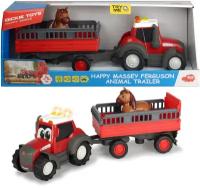Трактор Happy Massey Ferguson с прицепом для перевозки животных, 30см Dickie Toys 3815005