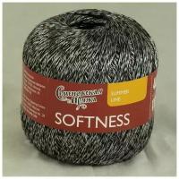 Пряжа Семеновская пряжа Softness (34594), черный+В 5 шт. по 100 г