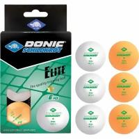 Мячи для настольного тенниса Donic ELITE 1* 40+ 6 штук, белый + оранжевый