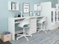 Письменный стол для двоих Есэндвич Лаворо, 180x60х75 см (Белый/Белый глянец)