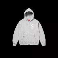 Supreme S Logo Zip Up Hooded Sweatshirt Heather Grey (XL)