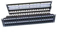 Патч-панель Hyperline PP3-19-48-8P8C-C6-110D 19, 2U, 48 портов RJ-45, категория 6, Dual IDC, ROHS, цвет черный (задний кабельный организатор в комплек