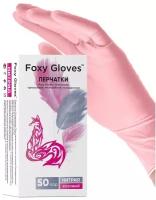 Перчатки одноразовые нитриловые Foxy Gloves, цвет: розовый, размер M, 100 шт. (50 пар), 7 грамм нитрила пара