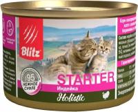 Влажный корм для котят и беременных и кормящих кошек Blitz Holistic Starter, с индейкой, беззерновой 200 г (паштет)