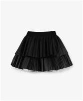 Юбка из тонкой пластичной эко кожи черная Gulliver, для девочек, размер 104, мод 123GPGMC6101