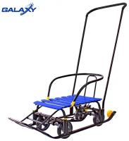 Снегомобиль Snow Galaxy Black Auto синие рейки на больших мягких колесах