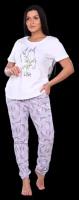Комплект домашний женский (футболка/брюки), фиолетовый, р-р 50