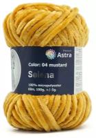 Пряжа для вязания Astra Premium 'Селена', 100 г, 68 м (100% микрополиэстер) (04 горчичный), 3 мотка