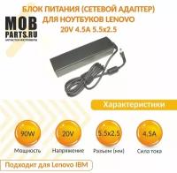 Блок питания (сетевой адаптер) для ноутбуков Lenovo 20V 4.5A 5.5x2.5