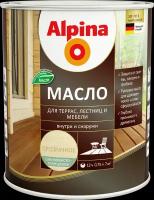 Масло для террас, лестниц, мебели Alpina, шелковисто-глянцевое, 0,75 л, бесцветное