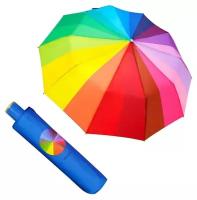 Зонт "Радуга" 3 - х сложения / Автоматический, Диаметр 104 см. / Голубая ручка и чехол
