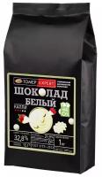 Белый шоколад 32,8 % без сахара 1 кг в каллетах / галетах (каплях), для приготовления десертов, фонтанов, соусов, выпечки