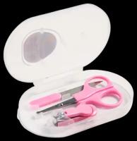 Детский маникюрный набор (ножницы, книпсер, пилка), цвет розовый 4601140