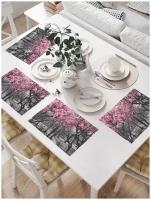 Комплект тканевых салфеток JoyArty "Черно-белые деревья" для сервировки стола, 32x46 см, 4шт