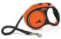 Поводок-рулетка Flexi Xtreme tape L, 5м, 65 кг, черно-оранжевый