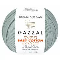 Пряжа Gazzal Baby Cotton XL (50% хлопок, 50% акрил) 50 г 105 м, 3430 серый, 1 моток