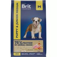 Сухой корм для щенков и молодых собак Brit Premium Puppy and Junior Medium с курицей 1 уп. х 1 шт. х 1 кг