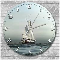 Настенные часы УФ пейзаж (корабль, ship, море, океан, вода, плавание, путешествия, красивый пейзаж) - 2144