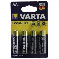 Батарейки АА VARTA LONGLIFE LR6 AA BL4, 4 шт, пальчиковые