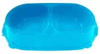 FAVORITE миска пластиковая двойная нескользящая голубая 0,45л