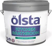 Краска для кухни и ванной Olsta Kitchen&Bathroom, акриловая, матовая, база C, бесцветная, 0,9 л