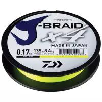 Плетёный шнур Daiwa J-braid X4 135м. 0.17мм. YELLOW